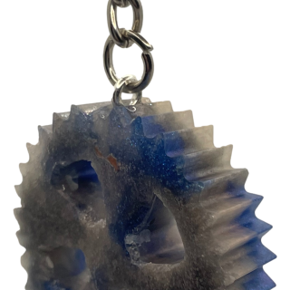 [11110383] Blue & Cream Multi-tooth Gear Keychain