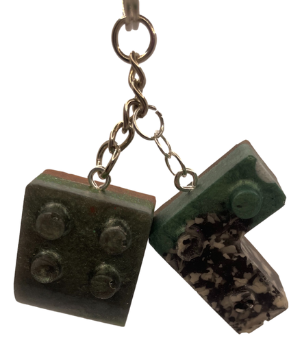 [11048] Green Resin Building Block Keychain