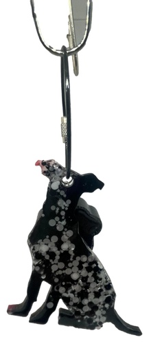 [1109009] Black & White Dog Keychain