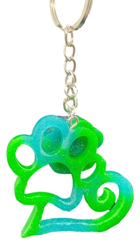 [11005083A1] Open Heart Paw Print Keychain
