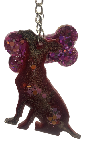 [1100570] Brown & Rose Labrador Dog Keychain