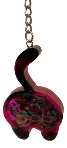 [1133328] Red & Black Cat Butt Shaker Keychain