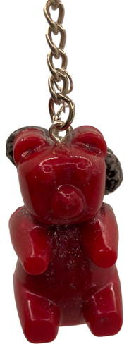 [1100578] Red & Silver Teddy Bear Keychain