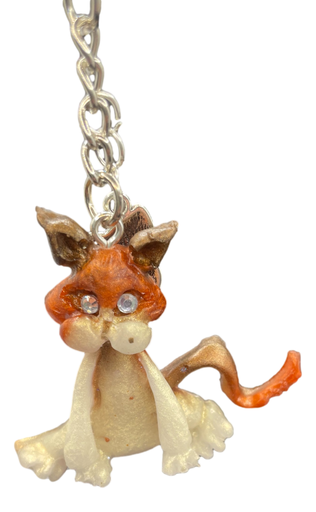 [1133337] Brown and Cream Cartoon Cat Keychain