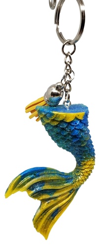 [K11009-22] Blue & Yellow Curved Mermaid Tail Key Chain