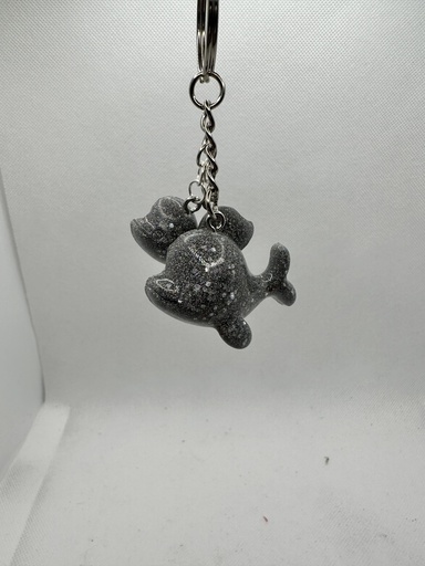 [1100959] Sparkling Silver Whale Family Keychain