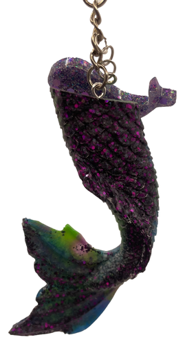 [110940] Purple Glitter and Green  Mermaid Tail Keychain
