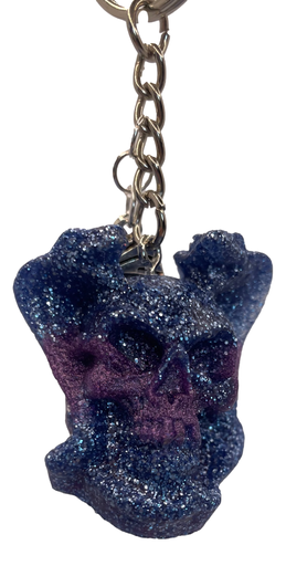 [1109033] Blue & Purple Cobra Skull Keychain
