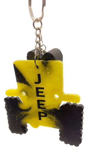 [1101621] Yellow & Black Jeep Keychain