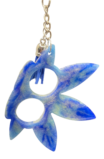 [1100238] Blue Mix  Pot Leaf Keychain