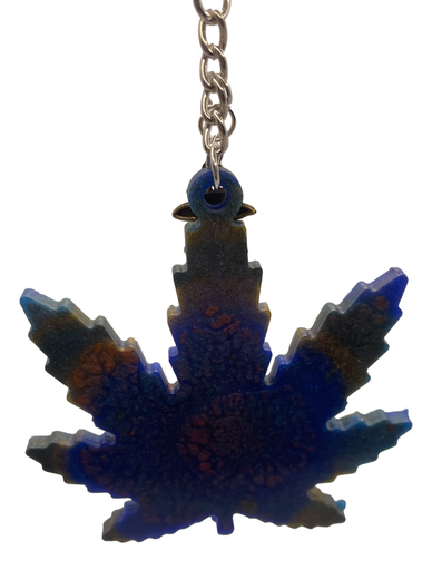 [11005108] Blue, Green & Orange Pot Leaf Keychain