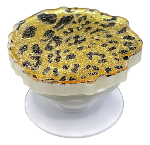 [7167107] Gold & Black Leopard Geode Phone Stand