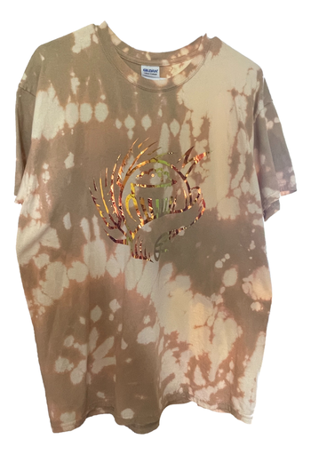 [20202132L] Light Brown Tye-Dyed Tee - Copper Metallic Beer Image - L