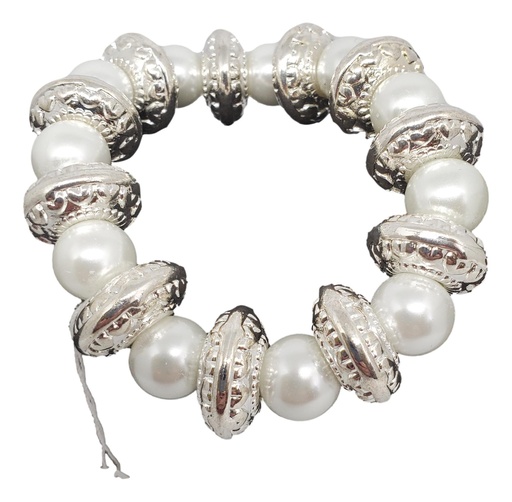 [JD129] Large Pearls with Tibetan Silver Beads Bracelet