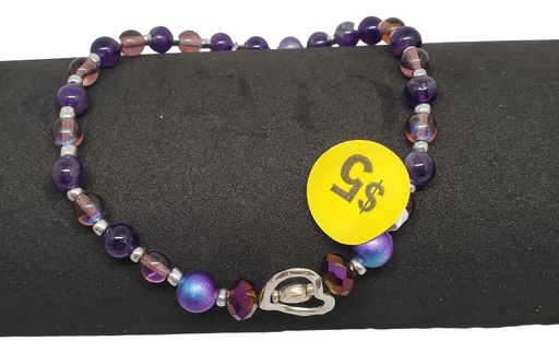 [JD130] Purple Beaded Ankle Bracelet