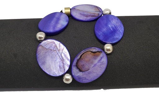 [JD131] Flat Purple Oval Beaded Bracelet