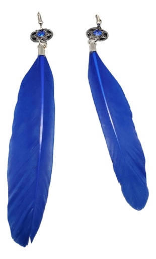 [JD138] Blue Feather Earrings