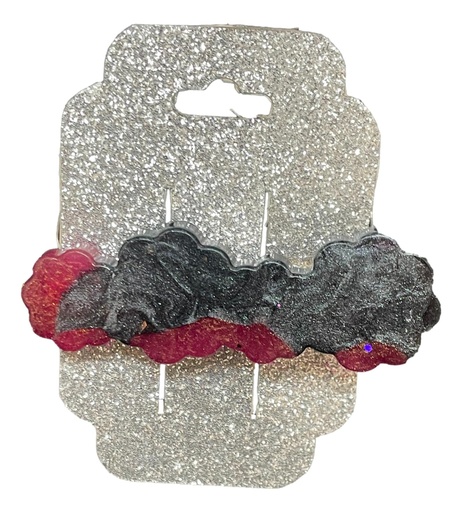 [851] Cherry Red & Black Hair Clip