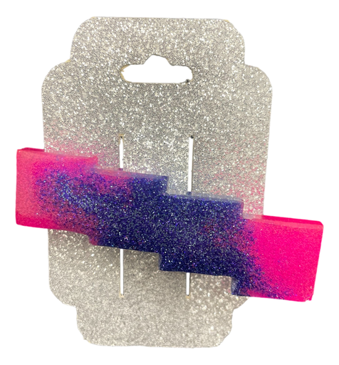 [860] Pink & Purple Lightning Bolt Hair Clip