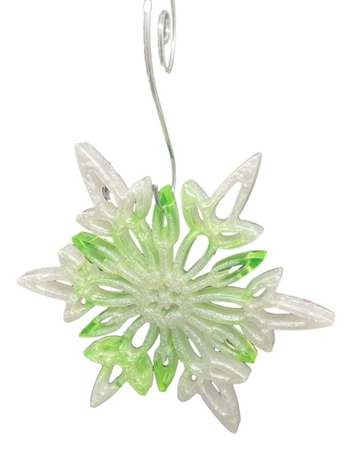 [20160] White & Green Snowflake Tree Ornament