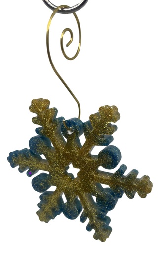 [20183] Snowflake Tree Ornament Teal & Gold