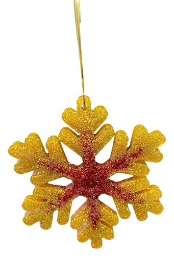 [20186] Gold & Red Snowflake Tree Ornament