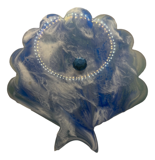 [18831T] Scallop Shell Tray from Wood and Resin