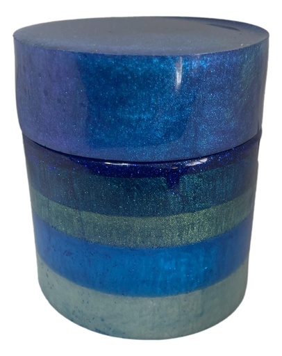 [1912101201] Blue Striped Stash/Trinket Jar with Screw-on Lid
