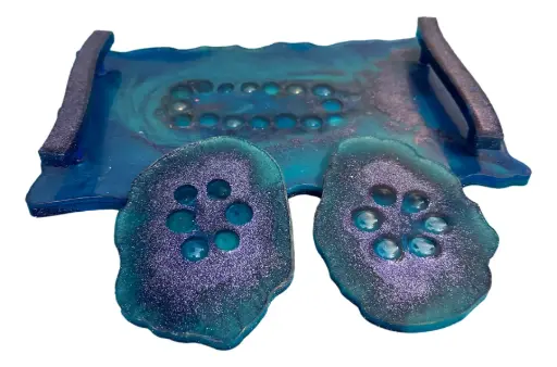 [GT7026] Handcrafted Blue Resin Wine Serving Set For Two