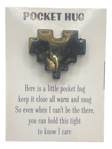 [1680079] Black & Gold Geometric Pocket Hug Heart