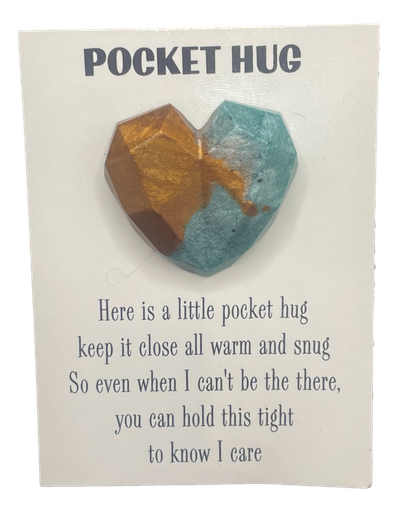 [1680082] Soft Blue with Gold Pocket Hug Heart