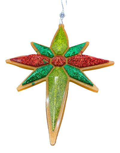 [20202] Green, Red & Gold Star Ornament