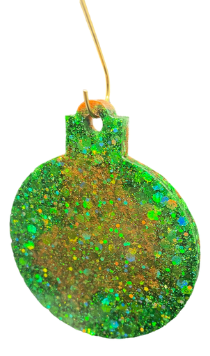 [20203] Green & Gold Glitter Ball Ornament