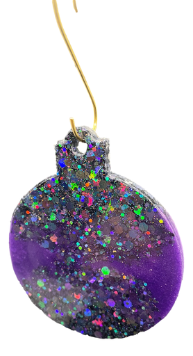 [20213] Purple with Purple Glitter Ball Ornament