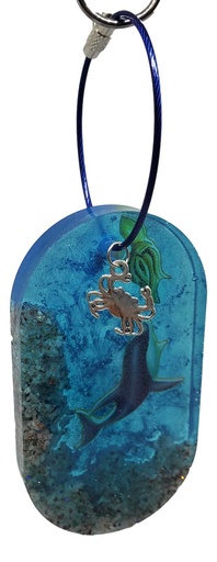 [K11024-8] Aquarium Oval Key Chain/Luggage Tag