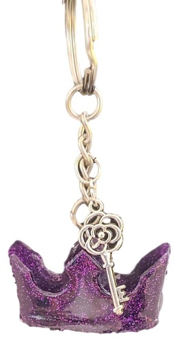 [K1106-10] Royal Purple Glitter Tiara Keychain