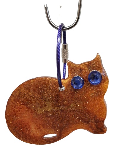 [K11005-21] Big Blue Eyed Cat Keychain