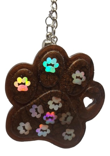 [K11005-76A] Chocolate Brown Pawprint Keychain