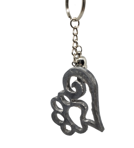 [K11005-42] Gorgeous Grey Open Heart Paw Print Key Chain