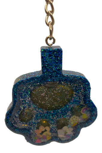 [11005096] Blue & Teal  Paw Print Shaker Keychain