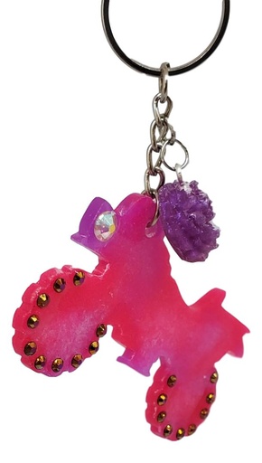 [K11016-10] Pink ATV Key Chain with a Purple Rose