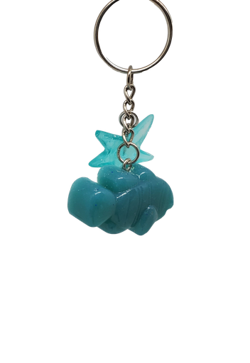 [K11001-5] Dark Teal Clownfish Keychain with Starfish Charm