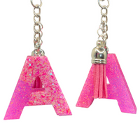 Sweet and Gorgeous Pink Glitter Initial Keychain