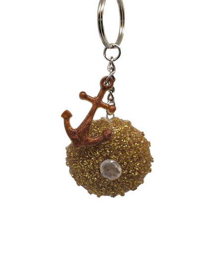 [K11014-3] Gold Glitter Sea Urchin Keychain