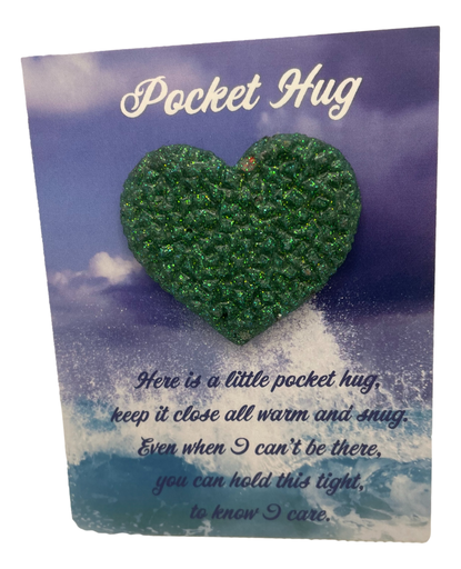 [1680090] Green Druzy Pocket Hug Heart