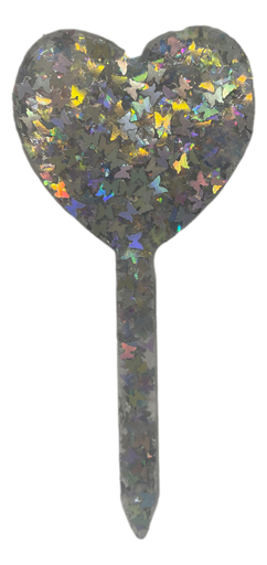 [1619015] Butterfly Holographic Glitter Heart-shaped Plant Stake