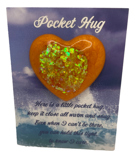 [1680114] Orange with Glitter Pocket Hug Heart