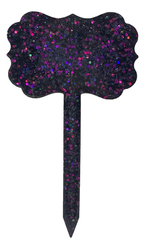 [1619020] Black with Pink/Purple Glitter Fancy Sign Stake