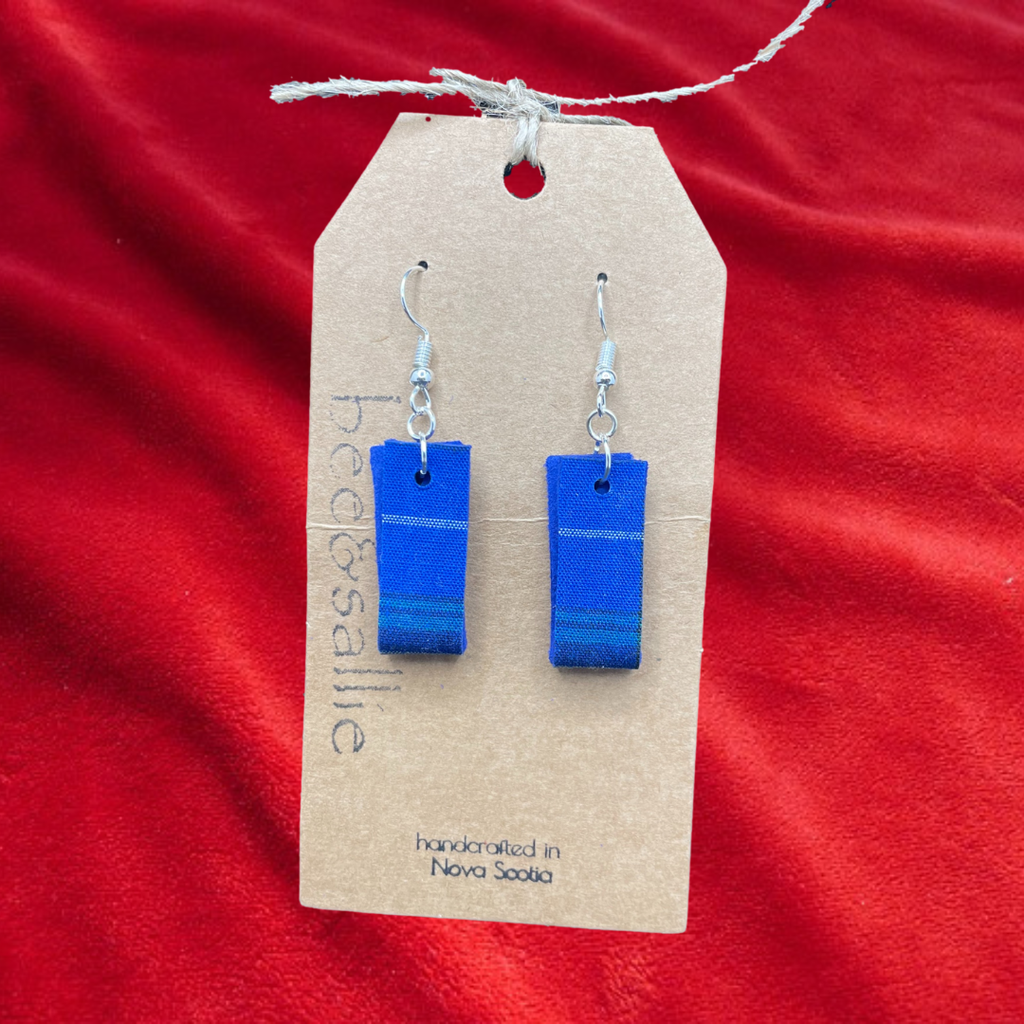 Leather Tartan Folded Strip Drop Earrings