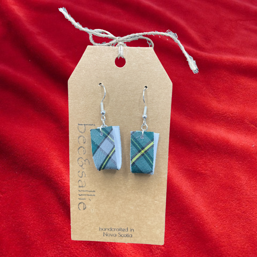 Leather Tartan Folded Strip Drop Earrings (copy)